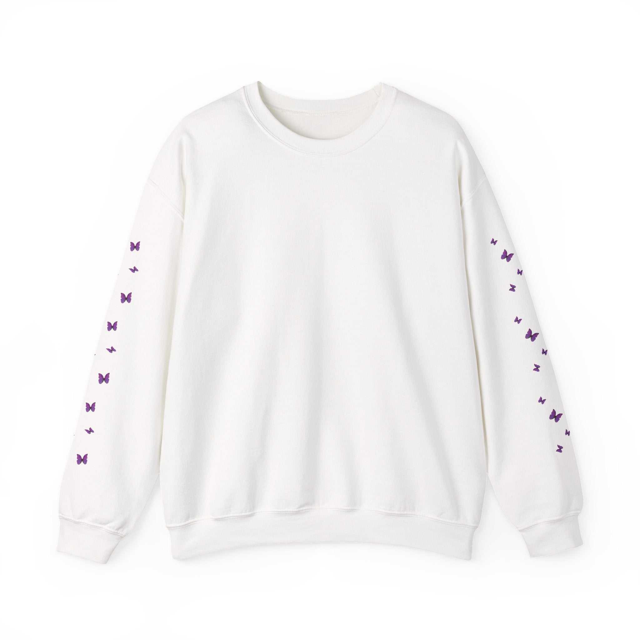 Magenta-Purple Butterfly Crewneck Sweatshirt — Women's Floral Butterfly Pullover