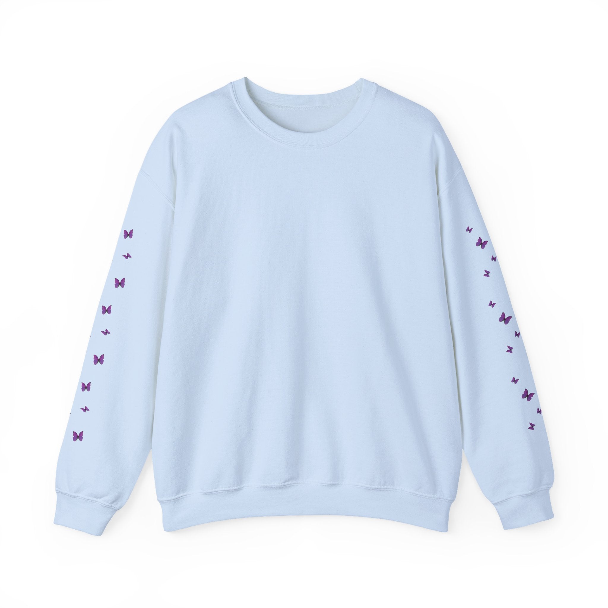 Magenta-Purple Butterfly Crewneck Sweatshirt — Women's Floral Butterfly Pullover