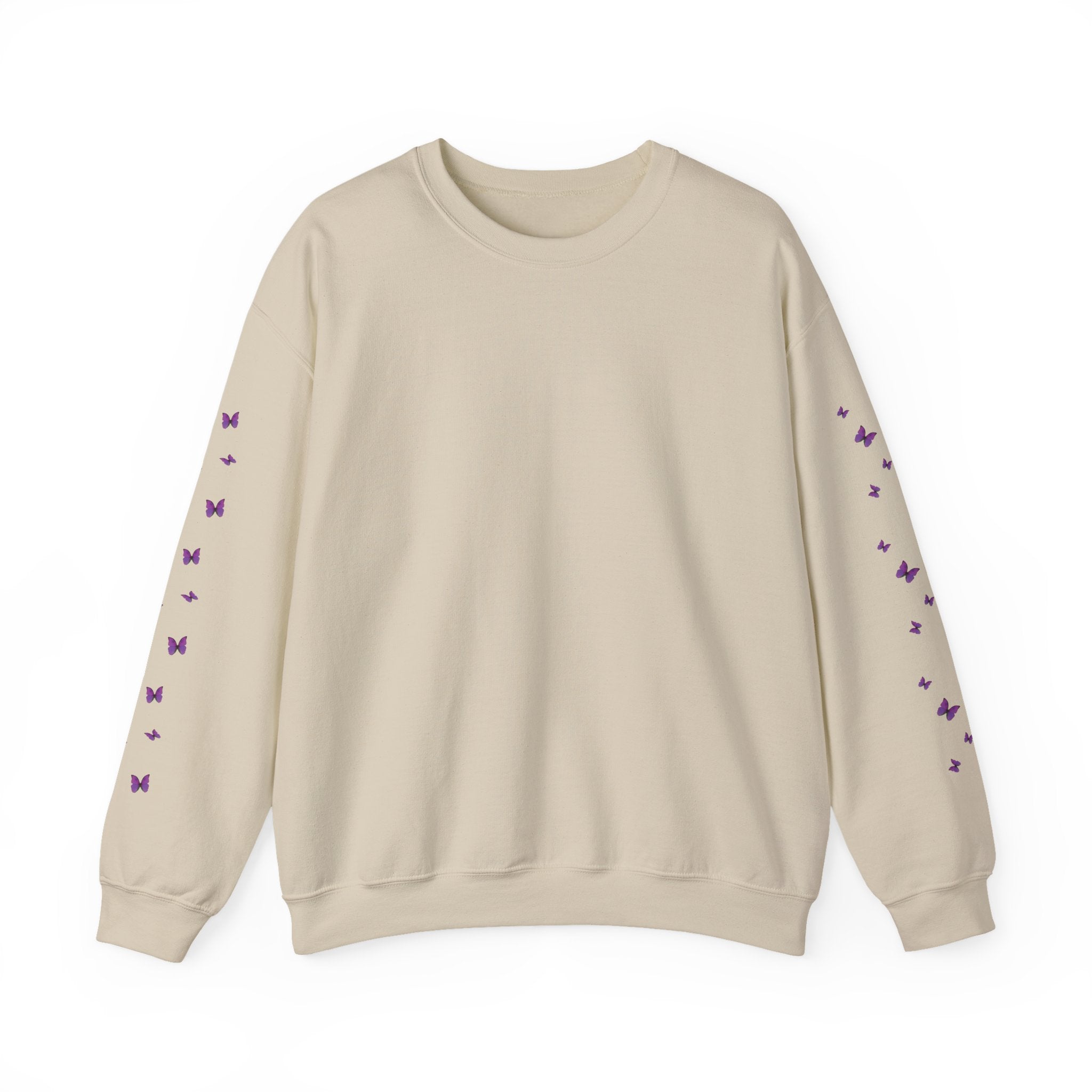 Magenta-Purple Butterfly Crewneck Sweatshirt — Women's Floral Butterfly Pullover