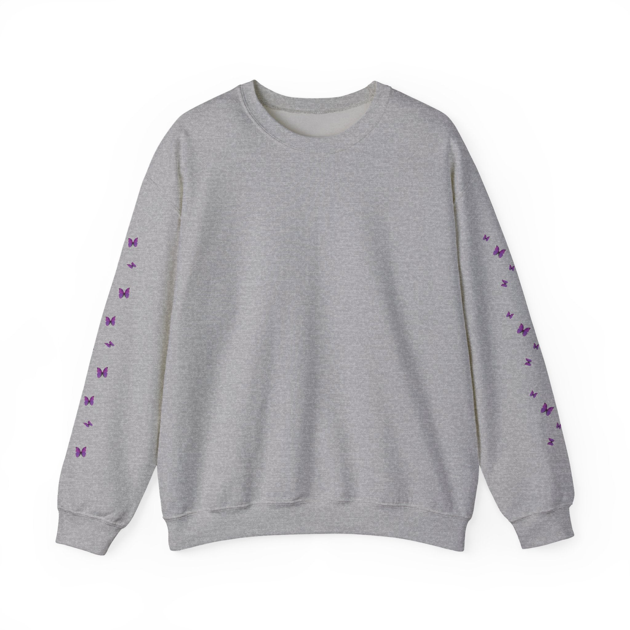 Magenta-Purple Butterfly Crewneck Sweatshirt — Women's Floral Butterfly Pullover
