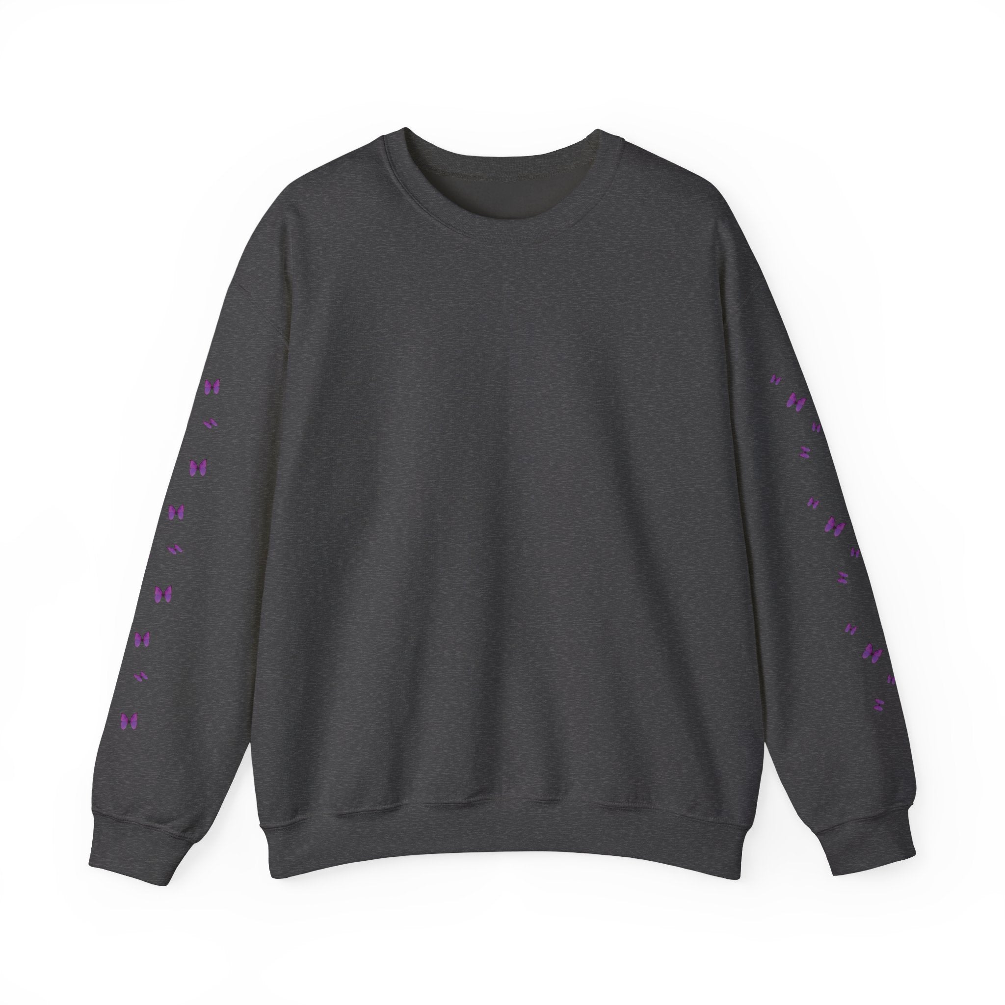 Magenta-Purple Butterfly Crewneck Sweatshirt — Women's Floral Butterfly Pullover
