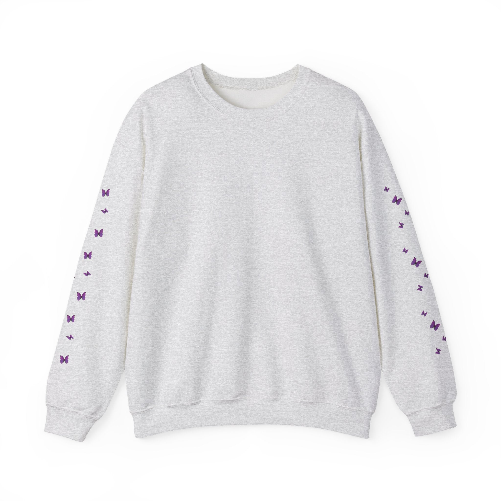 Magenta-Purple Butterfly Crewneck Sweatshirt — Women's Floral Butterfly Pullover