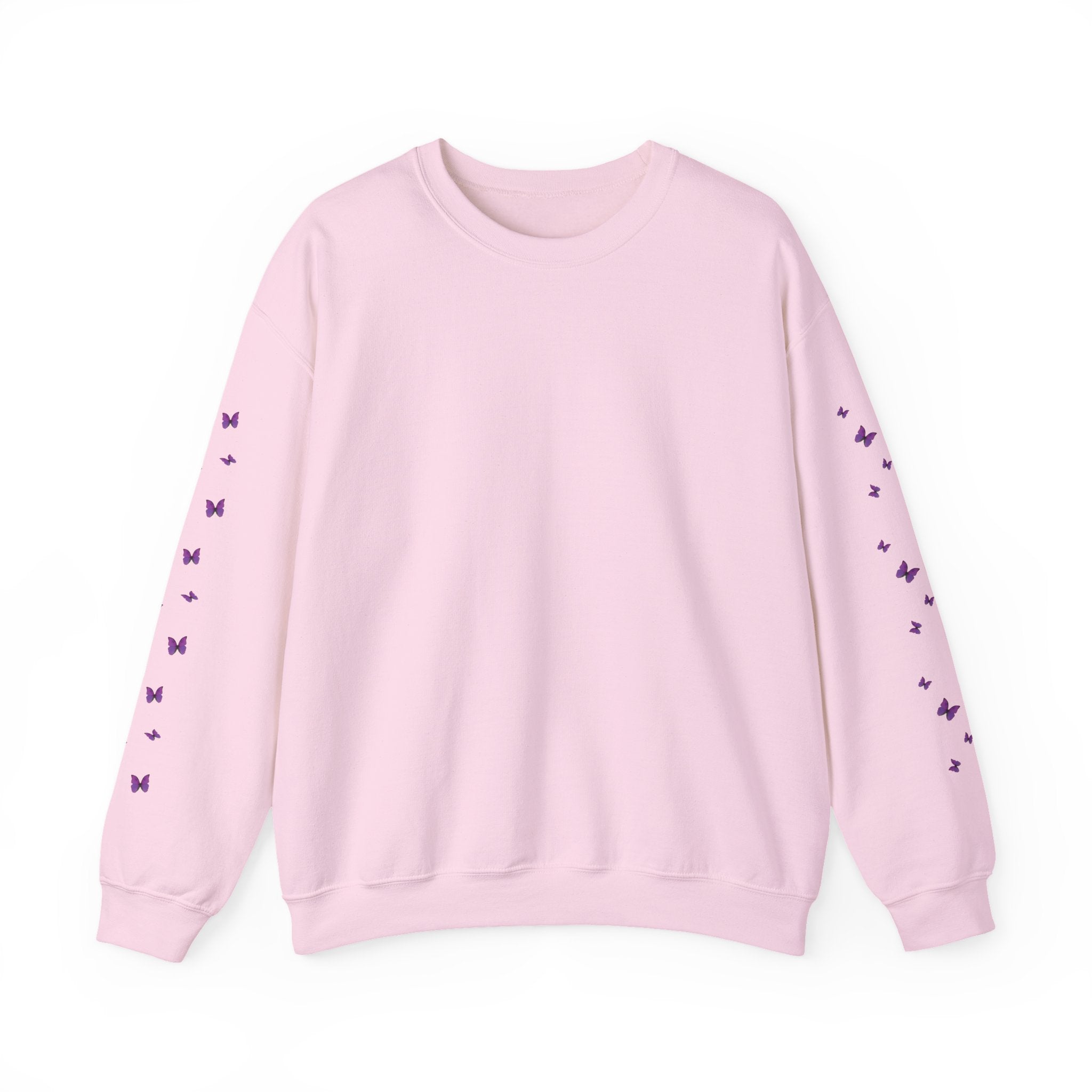 Magenta-Purple Butterfly Crewneck Sweatshirt — Women's Floral Butterfly Pullover