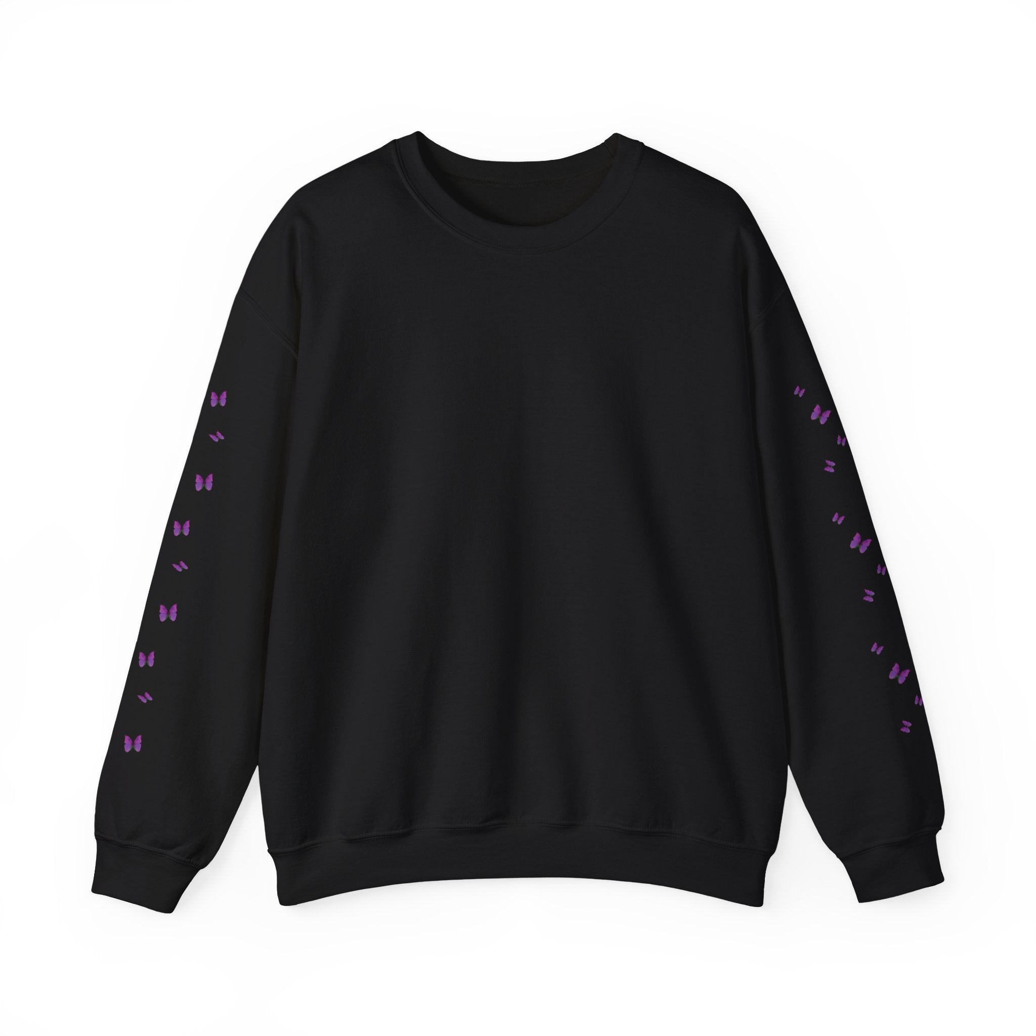 Magenta-Purple Butterfly Crewneck Sweatshirt — Women's Floral Butterfly Pullover