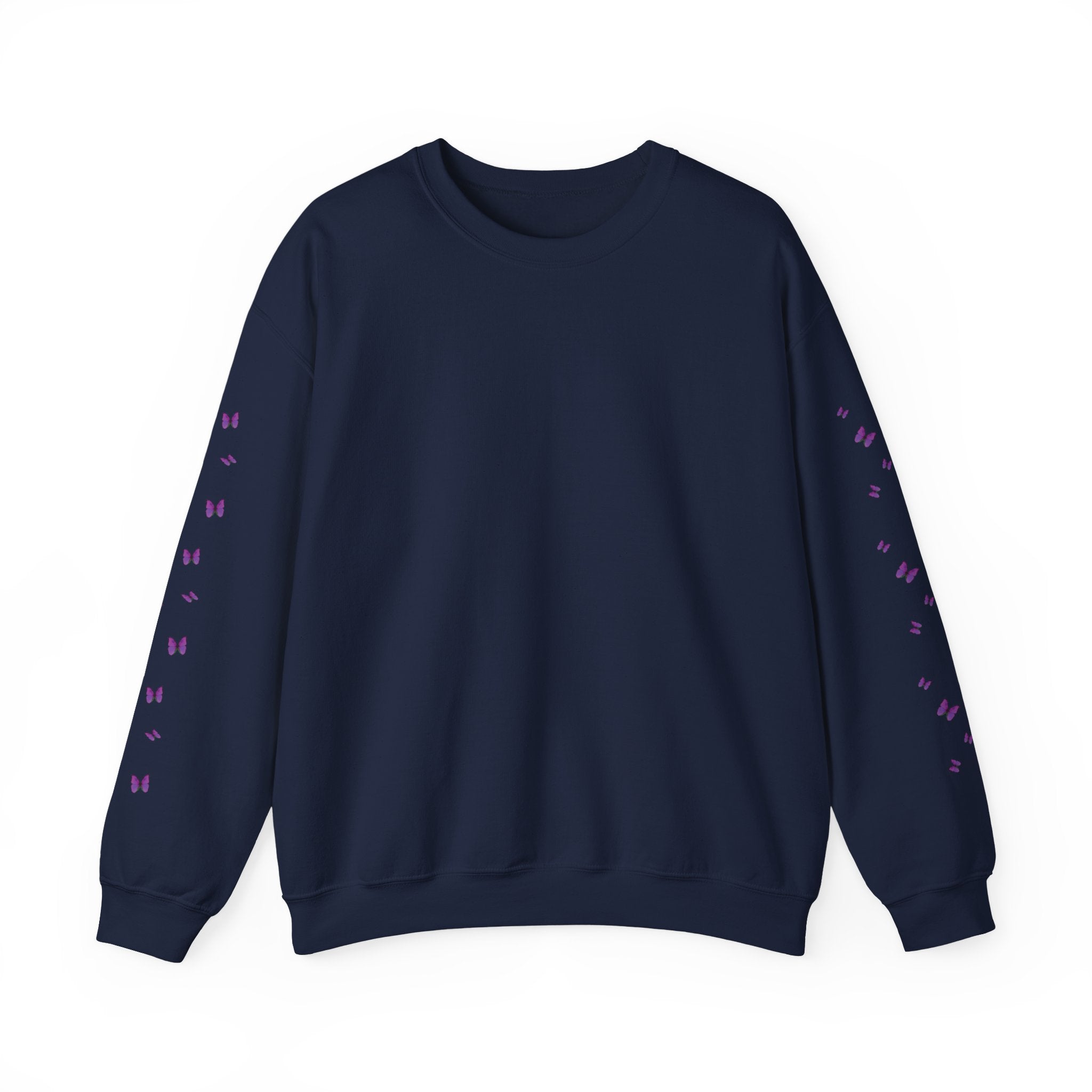 Magenta-Purple Butterfly Crewneck Sweatshirt — Women's Floral Butterfly Pullover
